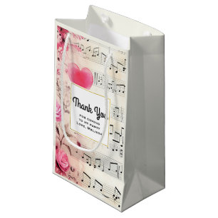 Musical Notes and Roses Vintage Party Thank You Small Gift Bag