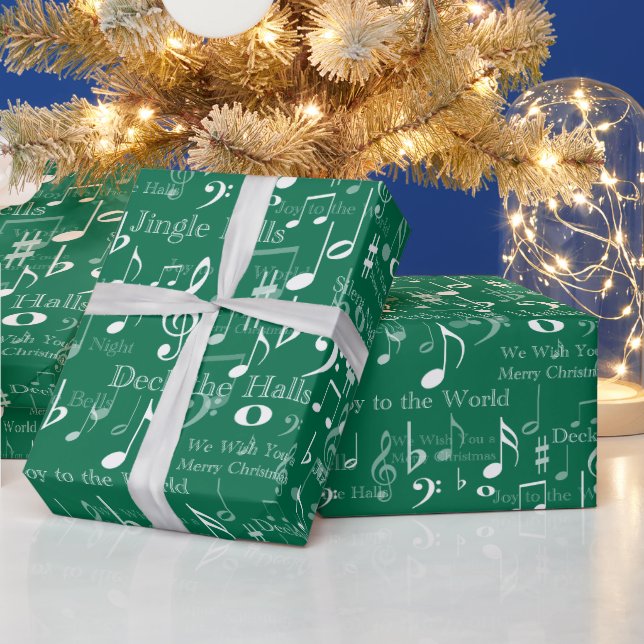 Musical Notes and Symbols, Christmas Carols Wrapping Paper (Holidays)