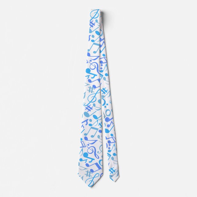 Musical Notes and symbols Pattern blue.b Tie (Front)