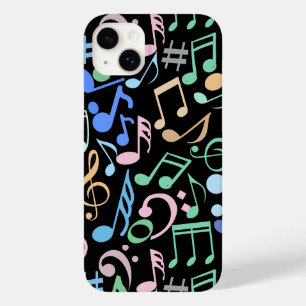 Musical Notes and symbols Pattern pastel Black BG Case-Mate iPhone 14 Plus Case