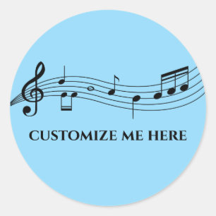 Musical Notes Band or Choir Teacher Custom Music Classic Round Sticker