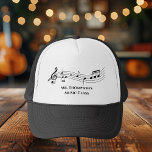 Musical Notes Band or Choir Teacher Custom Music Trucker Hat<br><div class="desc">A cool custom music teacher hat featuring a musical staff with notes. Order this personalized cap gift for a musician,  composer,  band or orchestra conductor,  or choir director and customize with a name or other text.</div>