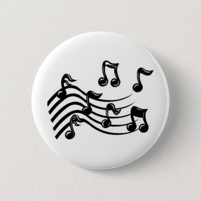 musical notes black 2 inch round button (Front)