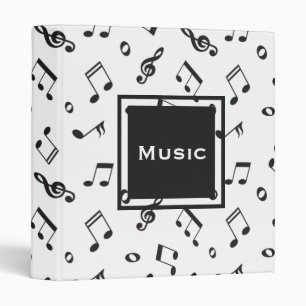 Musical Notes Black and White Binder