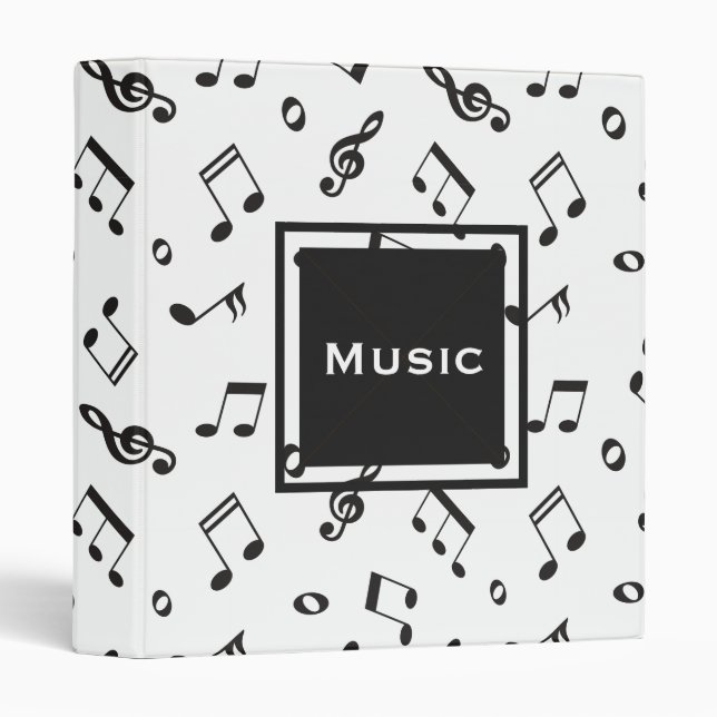 Musical Notes Black and White Binder (Front/Spine)