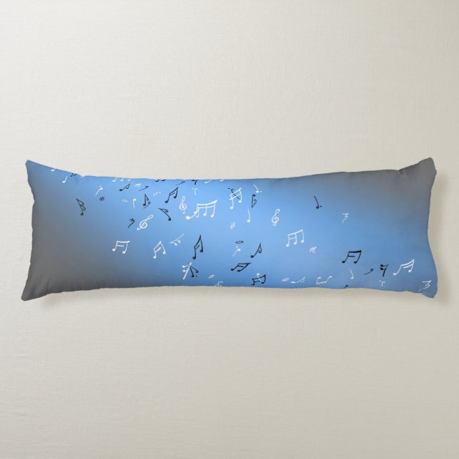 Musical Notes Blue Moon Body Pillow (Front)
