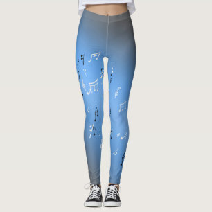 Musical Notes Blue Ombre Leggings