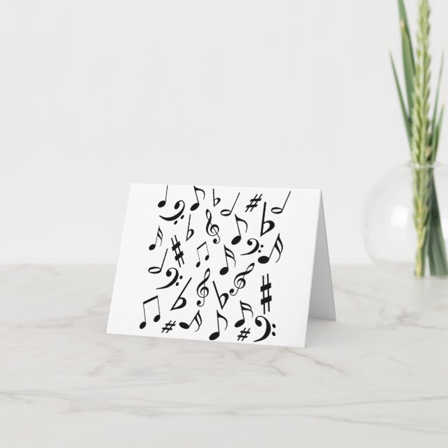 Musical Notes Card - White and Black (Front)