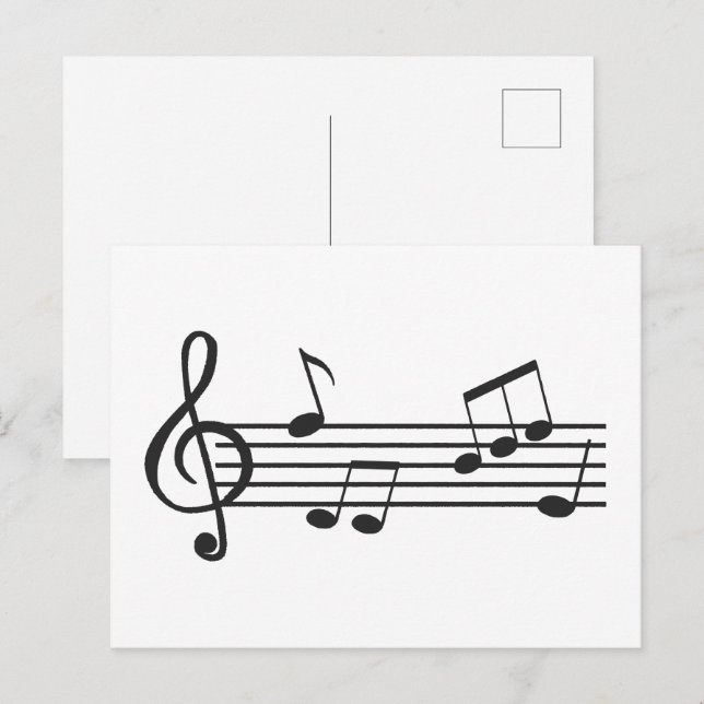 Musical notes clipart, treble clef doodle  postcard (Front/Back)
