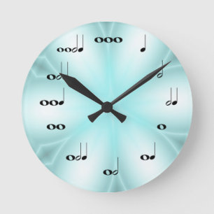 Musical Notes Clock on light Blue