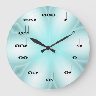 Musical Notes Clock on light Blue