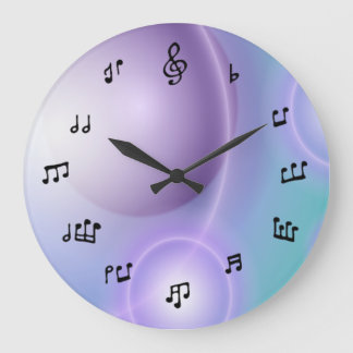Musical Notes Clock on light blue/purple