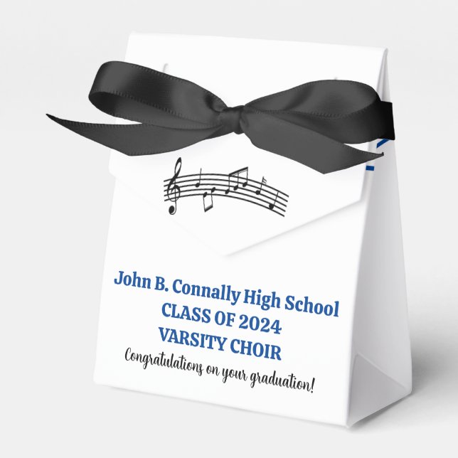 Musical Notes Custom Choir Graduation Party Favor Box (Front Side)