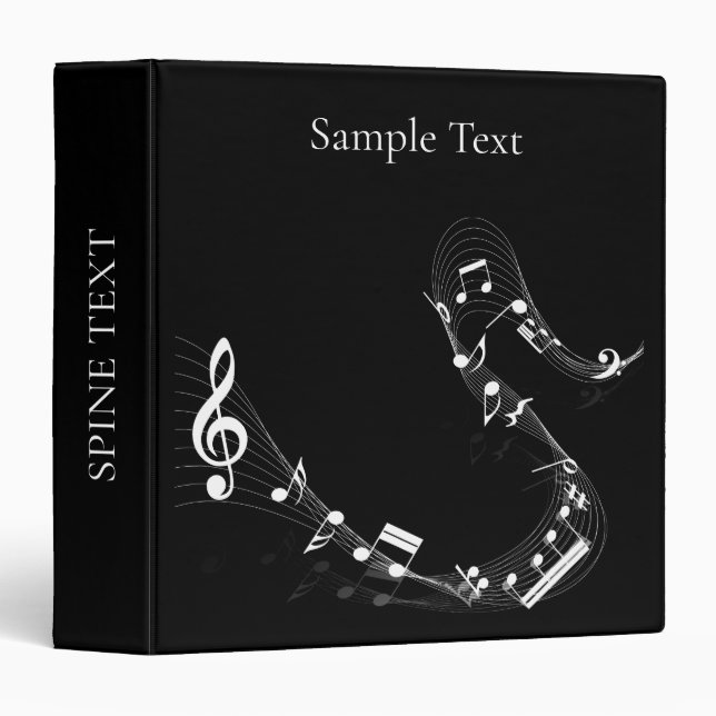 Musical Notes Design 3 Ring Binder (Front/Spine)