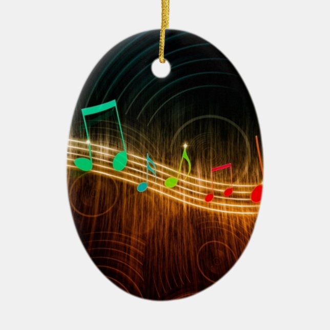Musical Notes Design Ceramic Ornament (Front)