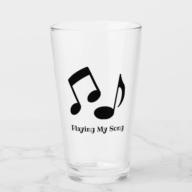 Musical Notes Design Drinking Glass (Front)