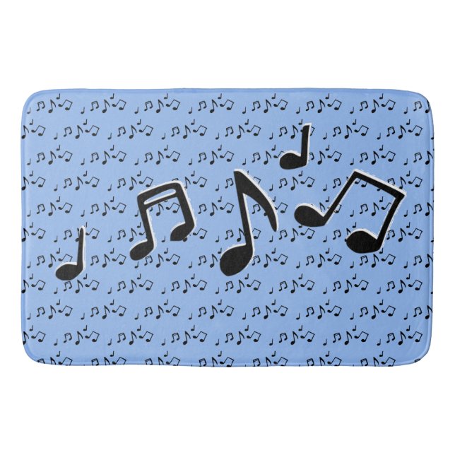 Musical Notes Design Shower Curtain Bath Mat (Front)