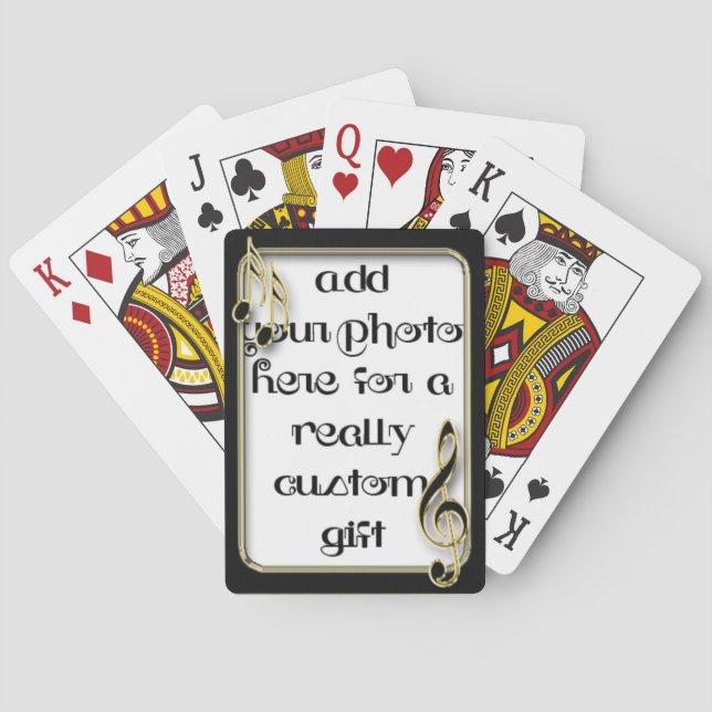 Musical Notes Frame Keepsake Photo Template Playin Playing Cards (Back)