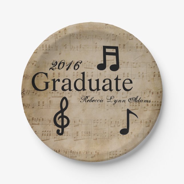 Musical Notes - Graduation Paper Plate (Front)