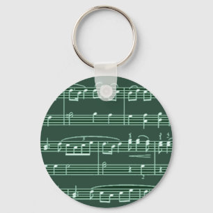 musical notes green keychain