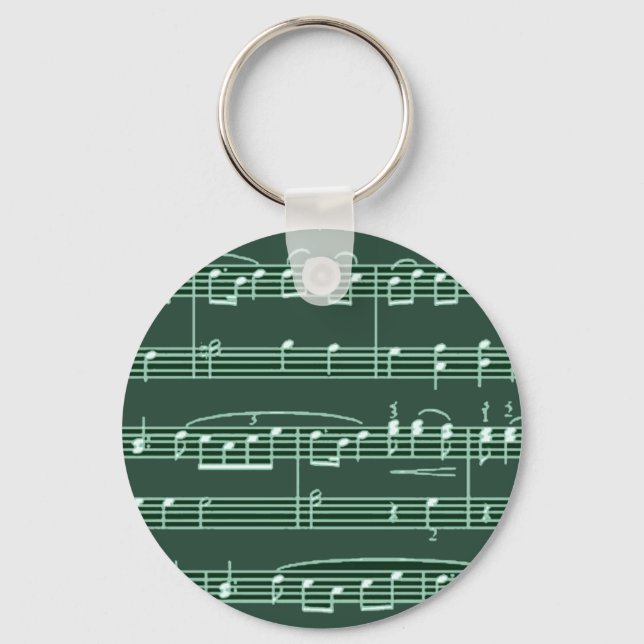 musical notes green keychain (Front)