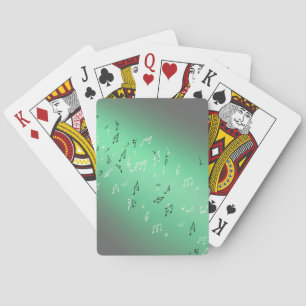 Musical Notes Green Moonlight Playing Cards