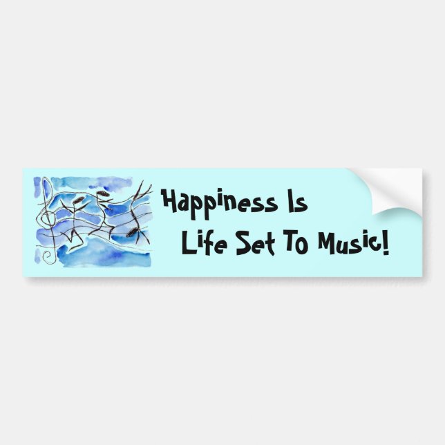 Musical Notes ~ Happiness is life set to music! Bumper Sticker (Front)