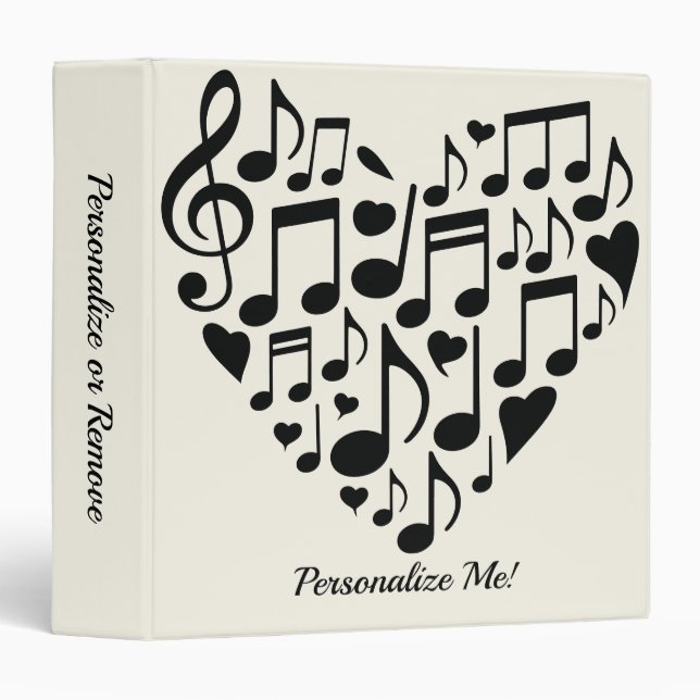 Musical Notes Heart Shape Design Personalized Binder (Front/Spine)