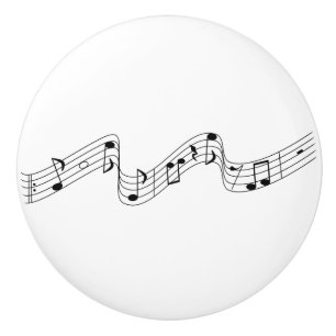 Musical notes in a wavy line ceramic knob