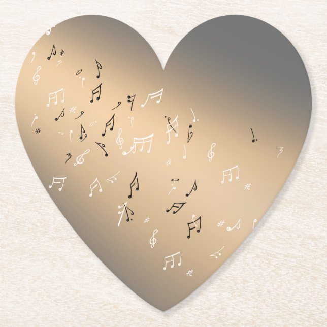 Musical Notes in Moonlight  Paper Coaster (Front)