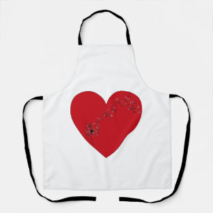 Musical notes in the heart, All-Over Print Apron