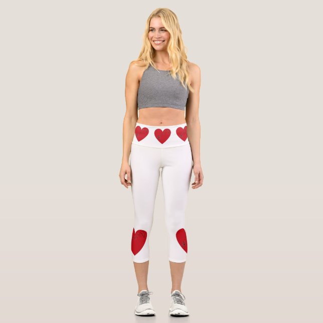Musical Notes in the heart Capri Leggings (Front)