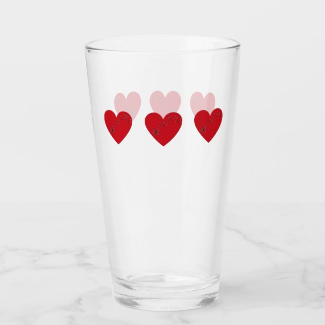 Musical notes in the heart, Glass Cup (Front)