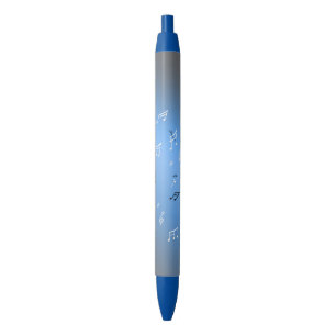 Musical Notes in the Moonlight blue  Black Ink Pen