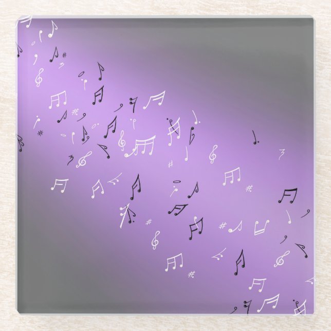 Musical Notes in the Moonlight  Glass Coaster (Front)