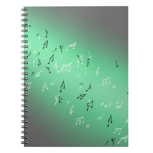 Musical Notes in the Moonlight green  Notebook (Front)