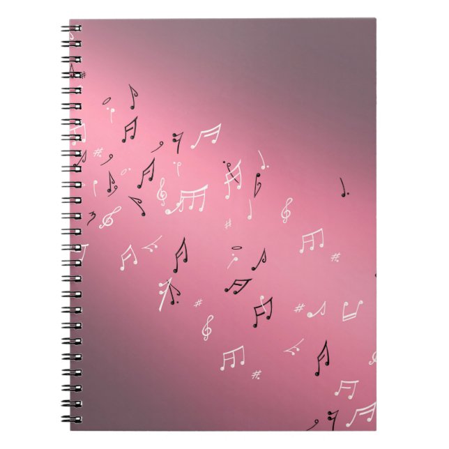 Musical Notes in the Moonlight  Pink Notebook (Front)