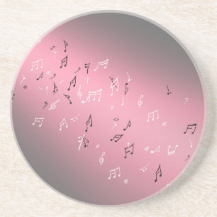 Musical Notes in the Moonlight Sandstone Coaster