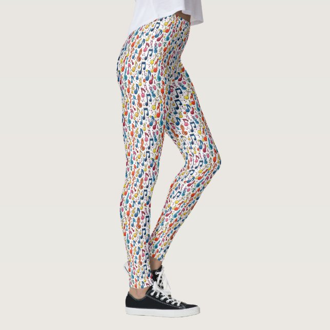 Musical Notes Kawaii Art Design Leggings (Right)