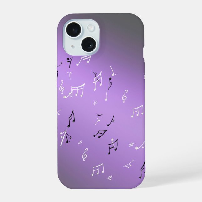 Musical Notes Lavender Moon  iPhone 15 Case (Back)