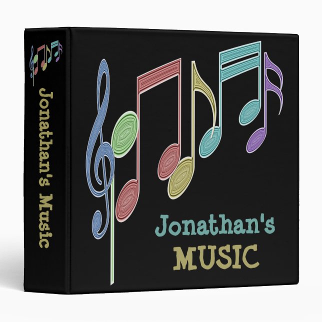 Musical Notes Linear Multicolor Custom Binder (Front/Spine)