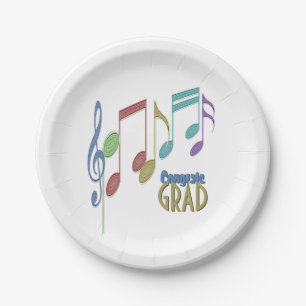 Musical Notes Linear Multicolor GRADUATION Paper Plate