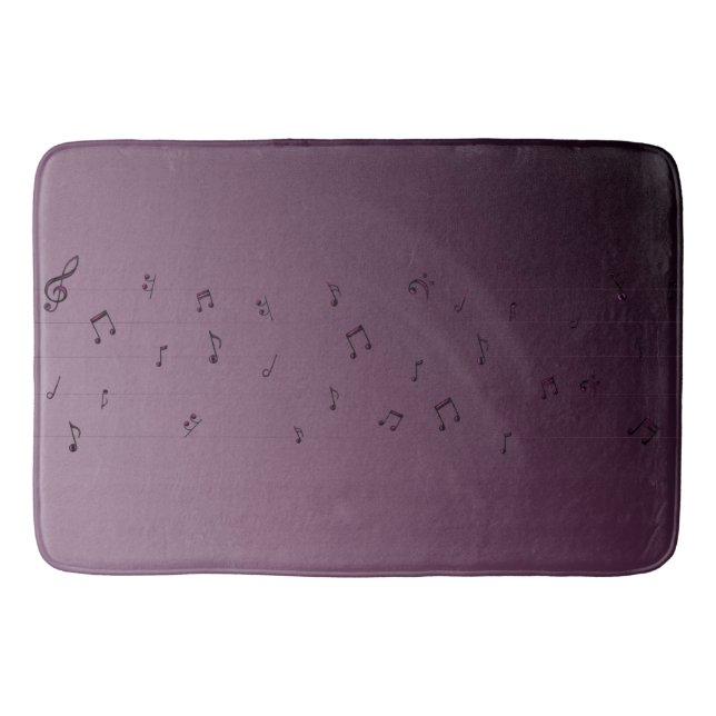 Musical Notes Mauve Bath Mat (Front)