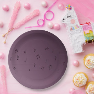 Musical Notes Mauve Paper Plate