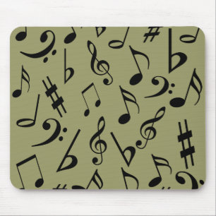 Musical Notes Mousepad - Pale Olive Green