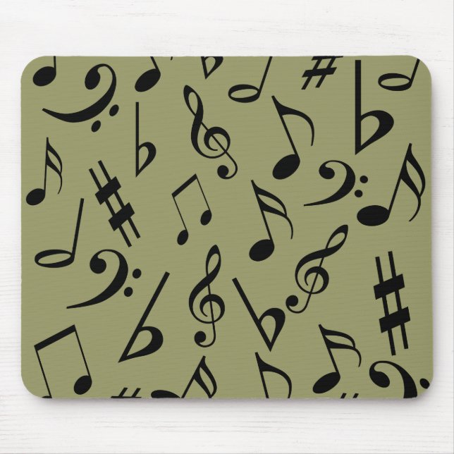Musical Notes Mousepad - Pale Olive Green (Front)