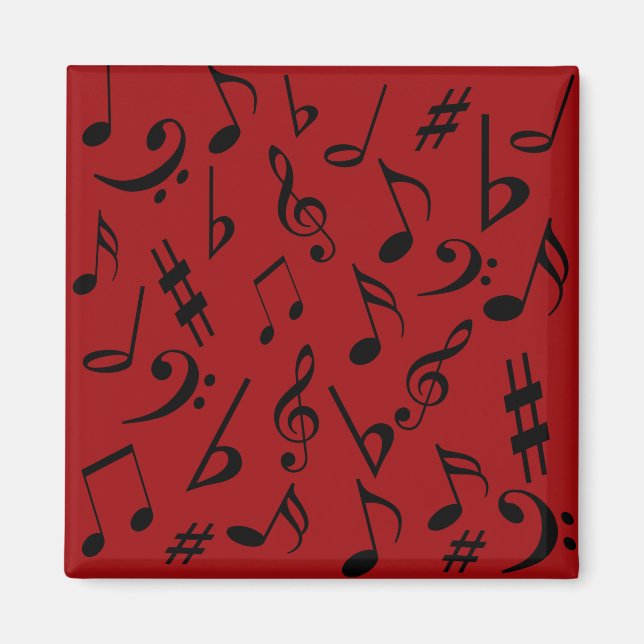 Musical Notes Music Magnet - Red (Front)