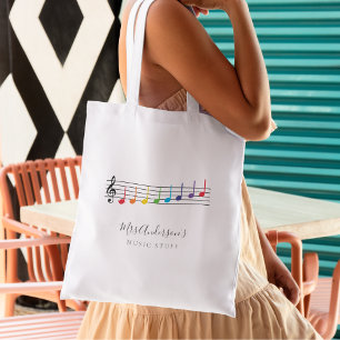 Musical Notes Music Teacher Appreciation Rainbow Tote Bag