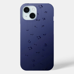 Musical Notes Navy iPhone 15 Case