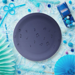 Musical Notes Navy Paper Plate